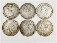 Spanish Coins: 1878 (2), 1871 (2), 1883 & 1875