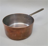 2 Copper Brass Handle Pots vtg 5in & 7in