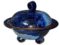 Blue Pottery Bowl & Lid