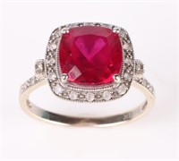 14K White Gold 3.0 Ct Ruby & Sapphire Ring