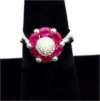 1.3 Carat Ruby and Solid platinum ring with diamon