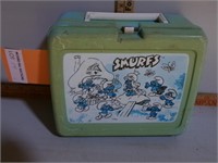 Plastic Smurfs Lunch Box w/ Thermos