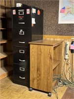 3 Rolling Wood Shelves, File Cabinet