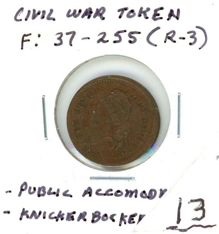 Civil War Token: 37-255 R3 Public Accommodation