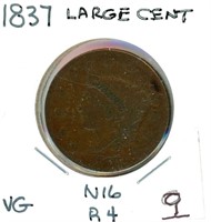 1837 Large Cent - Classic Head, VG