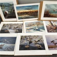 9 unframed signed wildlife prints including 4