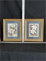Pretty floral prints in gold frames