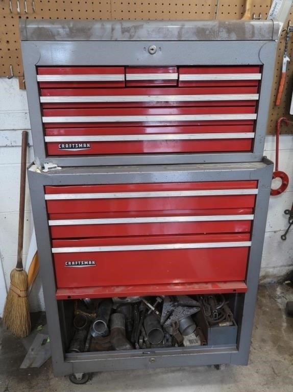 Double Craftsman Tool Chest w/Contents on Wheels