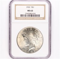 1922 Peace Dollar NGC MS63