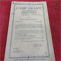 April 1919 Camp Grant Telephone directory.