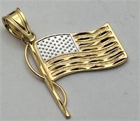 14k Gold United Stated Flag Pendant