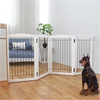 ZJSF Freestanding Foldable Dog Gate for House Extr