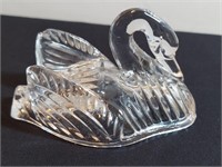 Crystal Swan Trinket Box Lid Only. Wing Is Chipped