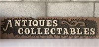 Wood Carved Antiques Sign