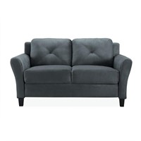 Harvard 56.3 in. Dark Grey Microfiber 2-Seater