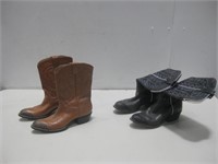 Two Pair Of Cowboy Boots Pre-Owned See Info
