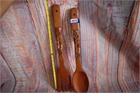 Vintage Mid Century Spoon and Fork Large 23"