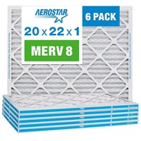Aerostar 20x22x1 MERV 8 Air Filter  6 Pack