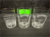 Lot of 3 Antique WISCONSIN Souvenir Glasses