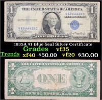 1935A $1 Blue Seal Silver Certificate vf++