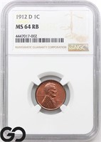 1912-D Lincoln Wheat Cent, NGC MS64 RB Guide: 525