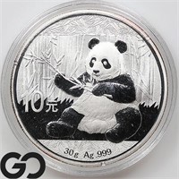 2017 Chinese Silver Panda, 30g 0.999 Fine Silver