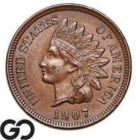 1907 Indian Head Cent, Sharp w/ 4 Full Diamonds