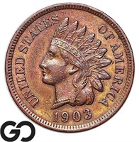 1903 Indian Head Cent, Sharp w/ 4 Full Diamonds
