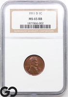 1911-D Lincoln Wheat Cent, NGC MS65 RB Guide: 750