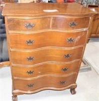 Serpentine Front 6-Drawer Chest, Early American