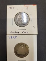 1853 and 1875 Seated Liberty Quarters