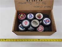 collection of assort OHL / OHA Junior A pucks