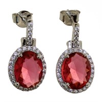 Oval 5.00 ct Ruby French Lock Earrings