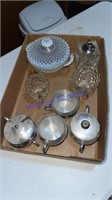 Lot of Tin cups and glassware