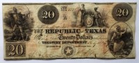 1840 $20 THE REPUBLIC OF TEXAS