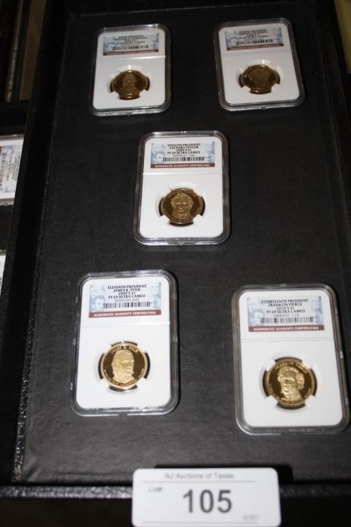 5PC GRADED $1 PRESIDENT COINS