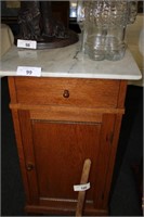 ANTIQUE WOOD CABINET WITH MARBEL TOP