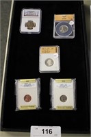 5PC COLLECTION OF GRADED COINS