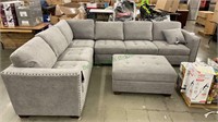 GRAY SECTIONAL W/OTTOMAN