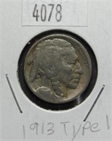 1913 Type 1 Buffalo Nickel VG8 Condition