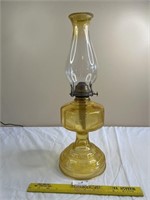 Vintage Amber Gold Glass Pedestal Kerosene Lamp