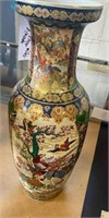 Vintage Satsuma Vase detail 28” gold green birds