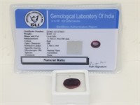 8.65ct Natural Oval Ruby Gemstone GLI Cert