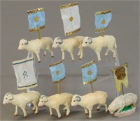 BOX OF SEVEN COMPOSITION SHEEP