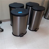 (4) stainless steal trash cans