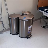 (3) stainless steel garbage cans