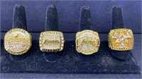 4-FAUX L.A. LAKERS CHAMPIONSHIP RINGS