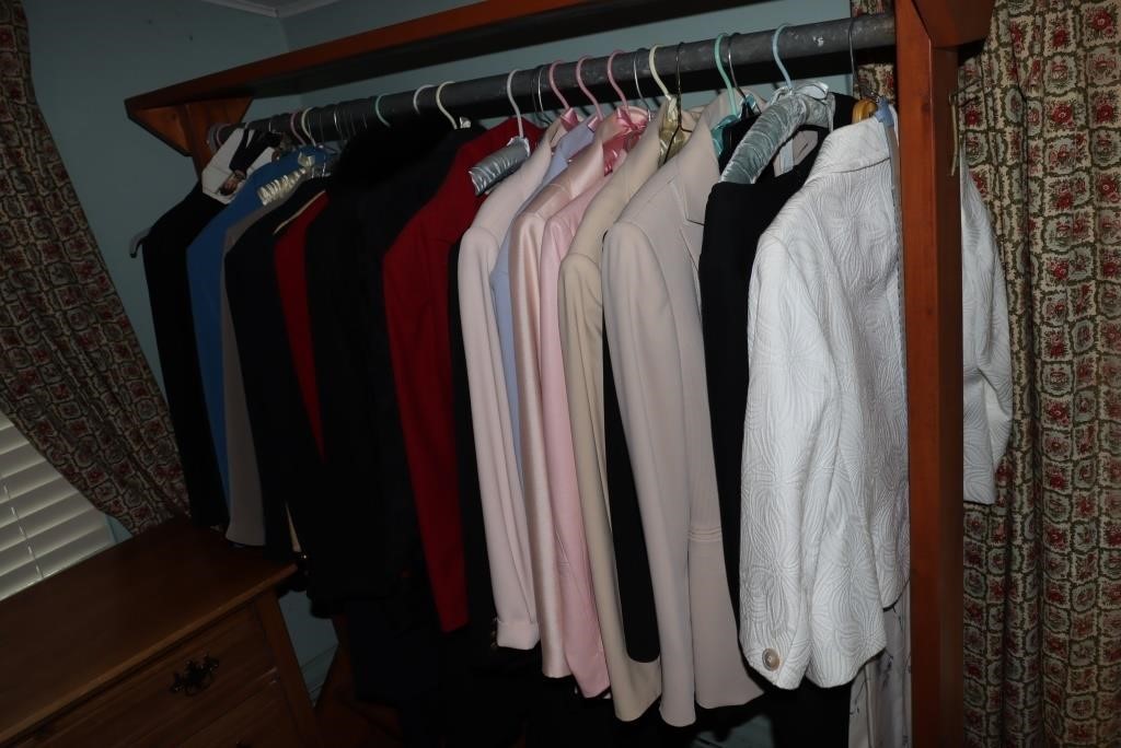 Rack #1 with contents - Suits and coats including