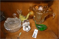 Art Glass Paperweights, Candy Dish, Etc