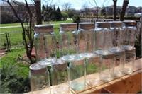 Clear & Blue Glass Crown Quart Jars with Glass Lid